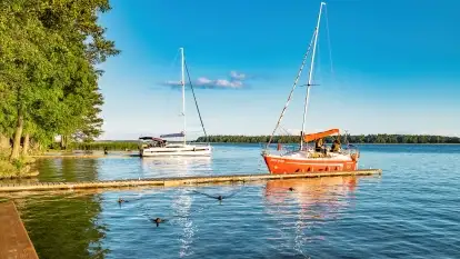 Zachód słońca nad jeziorem Mamry, Cypel Zwierzyniecki Róg