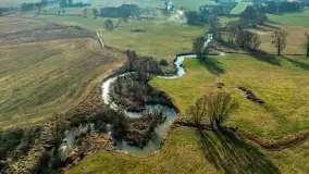 Rzeki Guber i Sajna na zdjęciach z drona, marzec 2025 r. - zdjęcie 1