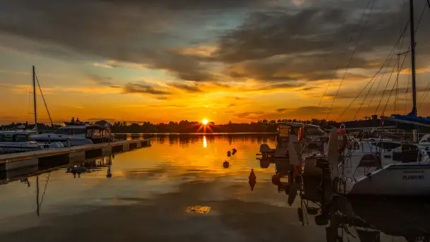 Zachód słońca nad jeziorem Bocznym, lipiec 2025 r.