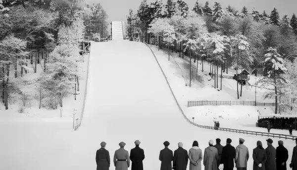 Zapomniana i już dziś nieistniejąca skocznia narciarska na Mazurach (rekonstrukcja AI) - zdjęcie 2