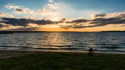 Zachód Słońca, Pierkunowo, jezioro Kisajno, lipiec 2020