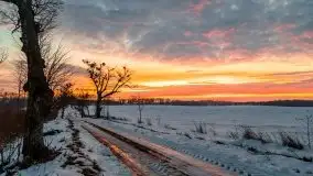 Wschód słońca w okolicach Sztynortu, zima 2021 - zdjęcie 1