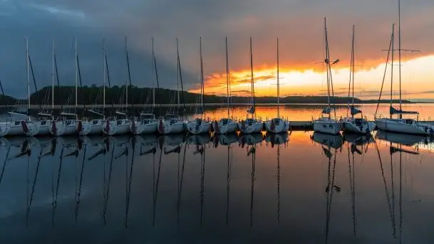 Zachód słońca nad jeziorem Kisajno